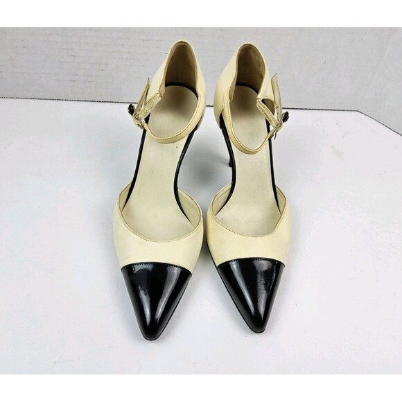 Chanel Two Tone Cap Toe Ankle Strap Heels Size 36 C, US 6C - Picture 2 of 10